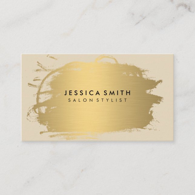 Tarjeta De Visita Elegante Faux Metallic Gold (Anverso)