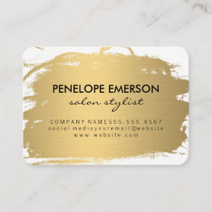 Tarjeta De Visita Elegante Faux Metallic Gold y Black