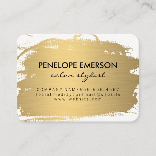 Tarjeta De Visita Elegante Faux Metallic Gold y Black (Anverso)