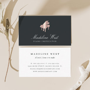 Tarjeta De Visita Elegante Faux Rosa Gold Piano Instructor