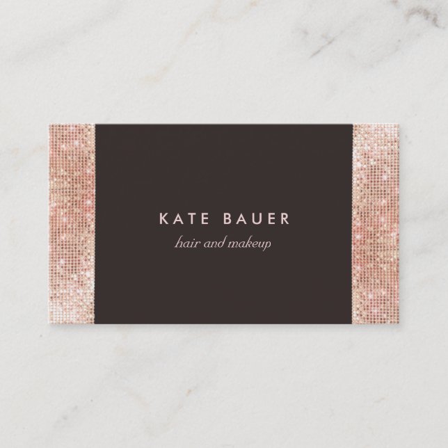 Tarjeta De Visita Elegante FAUX Rosa Gold Sequin Beauty and Beauty (Anverso)