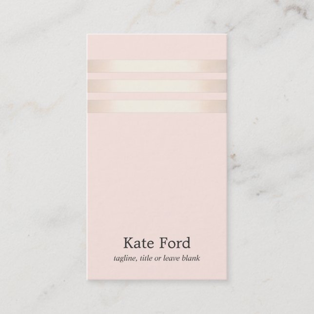 Tarjeta De Visita Elegante Faux Rosa Gold Strike Light Pink 2 (Anverso)