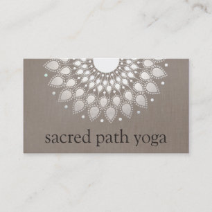 Tarjeta De Visita Elegante Faux Silver Ornate Lotus Mandala