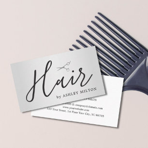 Tarjeta De Visita Elegante Faux Silver Scissors Hair Stylist