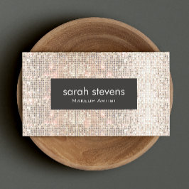 Tarjeta De Visita Elegante Faux Silver Secuencias Beauty Fashion Ret