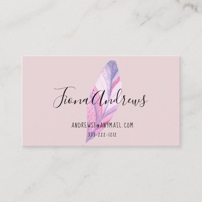 Tarjeta De Visita Elegante Feather Business Card (Anverso)
