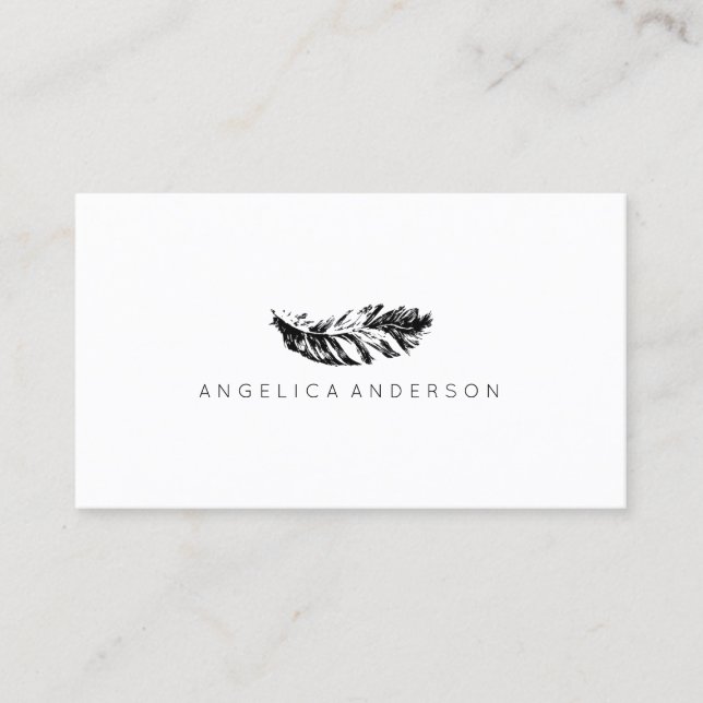 Tarjeta De Visita Elegante Feather Business Card (Anverso)