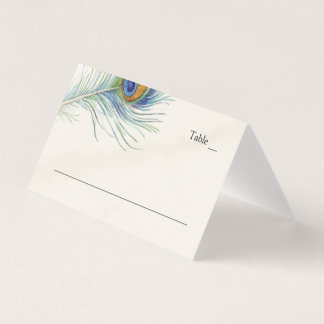 Tarjeta De Visita Elegante Feather Peacock Vintage Verde azulado Pla