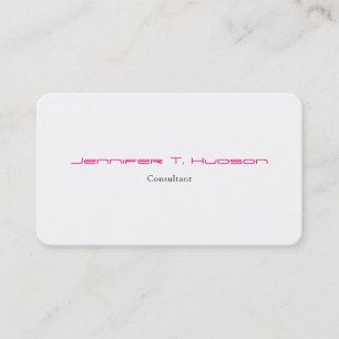 Tarjeta De Visita Elegante Feminina Blanca Rosa Minimalista