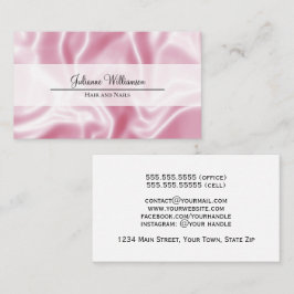 Tarjeta De Visita Elegante Feminina De satén rosa glam
