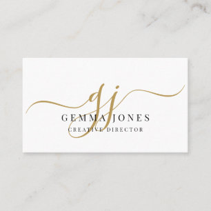 Tarjeta De Visita Elegante Firma del Director Creativo con Monograma