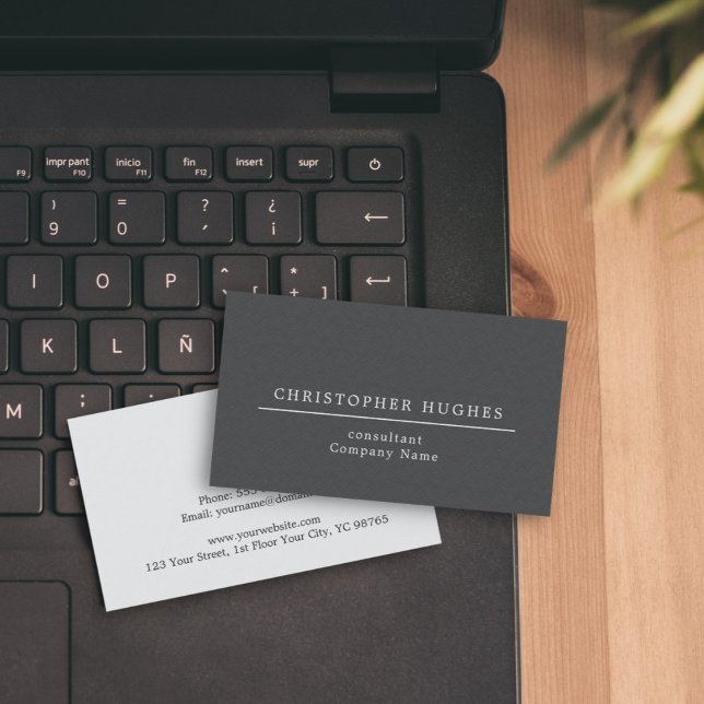 Tarjeta De Visita Elegante fiscal de la Línea Blanca Gris de Textura (Subido por el creador)