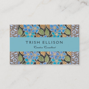 Tarjeta De Visita Elegante Flor Azul Periwinkle Floral Clásico