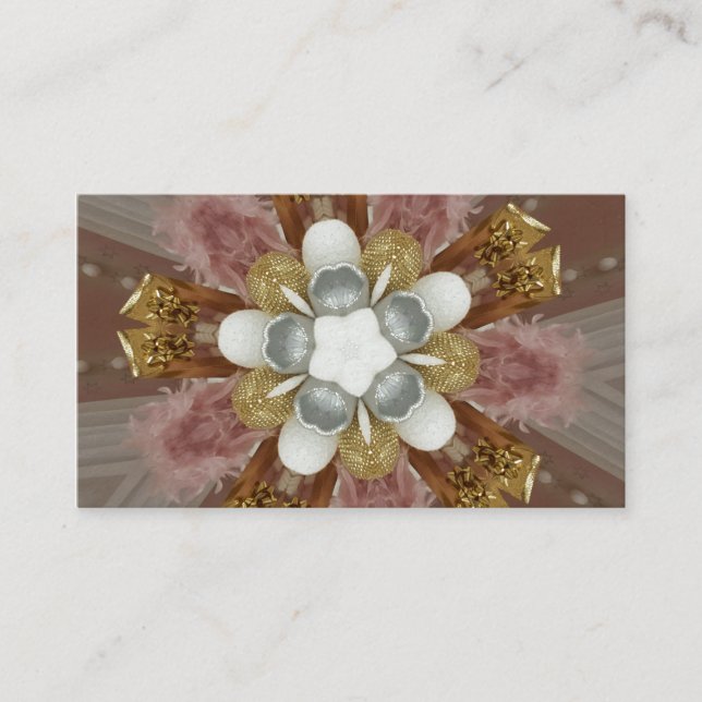 Tarjeta De Visita Elegante flor blanca rosa rosada gris dorado (Anverso)