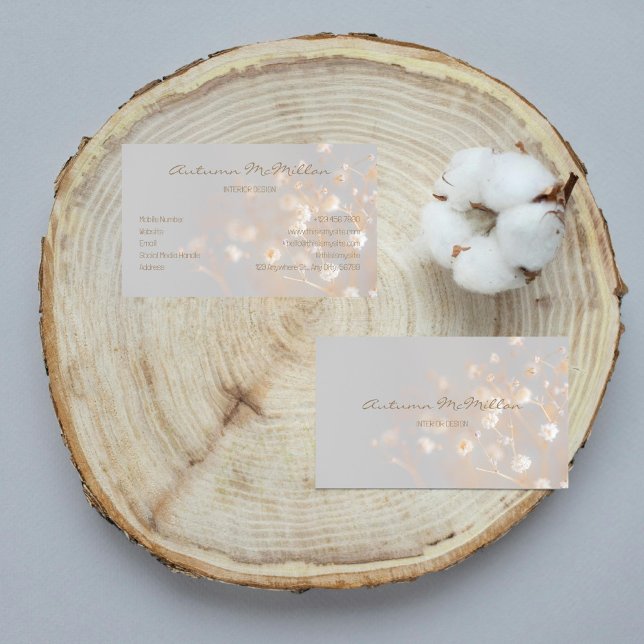 Tarjeta De Visita Elegante flor de campo gris (Subido por el creador)