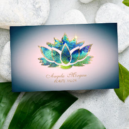 Tarjeta De Visita Elegante Flor de Loto Azul Profesional