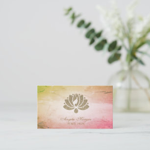 Tarjeta De Visita Elegante Flor de Loto Brillante Profesional