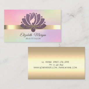 Tarjeta De Visita Elegante Flor de Loto con Brillo Maquillaje Hologr