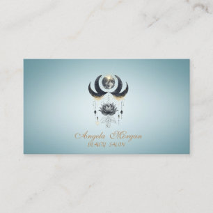 Tarjeta De Visita Elegante Flor de Loto Luna Azul