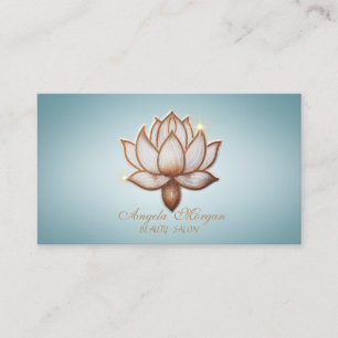 Tarjeta De Visita Elegante Flor de Loto Marrón Azul