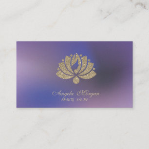 Tarjeta De Visita Elegante Flor de Loto Purpura con Brillo Profesion