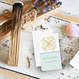 Tarjeta De Visita Elegante Flor de Mandala de Yoga Reiki Healer Gold