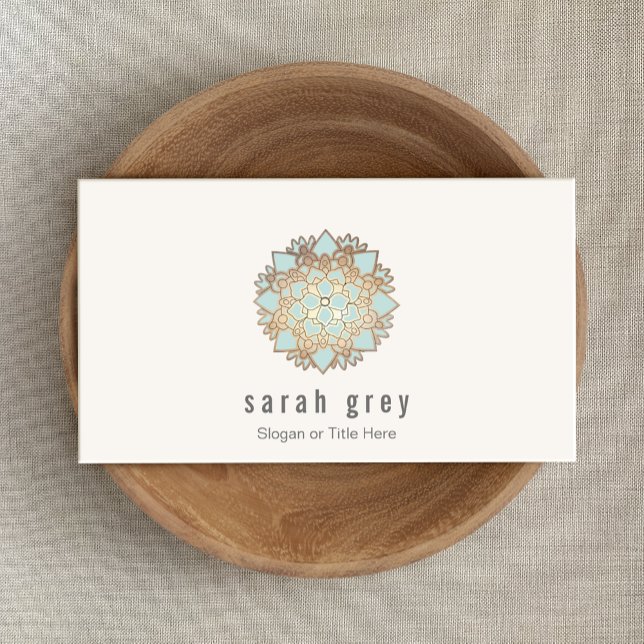 Tarjeta De Visita Elegante flor de oro y azul Lotus (Subido por el creador)