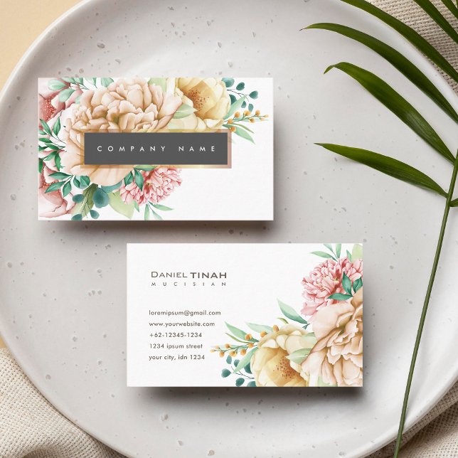 Tarjeta De Visita Elegante Flor Floral Flor Monograma simple (Subido por el creador)