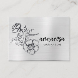 Tarjeta De Visita *~* Elegante Flor Floral Plata LOGO FOTO QR