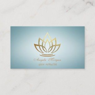 Tarjeta De Visita Elegante Flor Profesional Gold Lotus