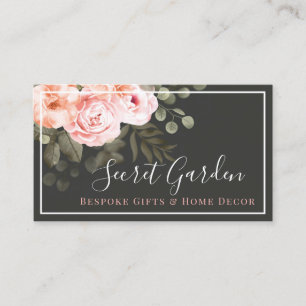 Tarjeta De Visita Elegante Flor Rosa Desvanecido Rosa Moderno Social