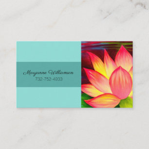 Tarjeta De Visita Elegante flor rosa Verde azulada de Lotus personal