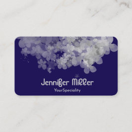 Tarjeta De Visita Elegante floral acuarela de color azul oscuro  