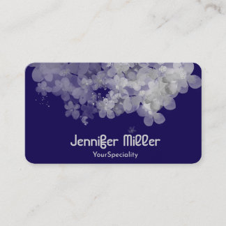 Tarjeta De Visita Elegante floral acuarela de color azul oscuro