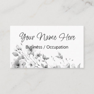 Tarjeta De Visita Elegante floral blanca minimalista