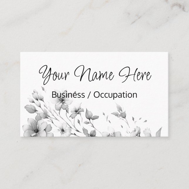 Tarjeta De Visita Elegante floral blanca minimalista (Anverso)