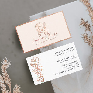 Tarjeta De Visita Elegante Floral Blooming Belleza Mujer Logo Rosa