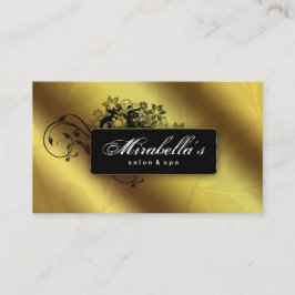 Tarjeta De Visita Elegante Floral Business Card Salon Spa Gold