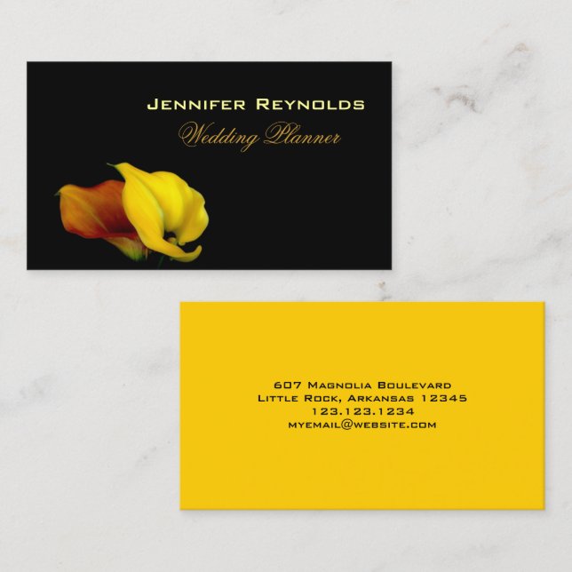 Tarjeta De Visita Elegante Floral Calla Lily (Anverso / Reverso)