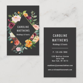Tarjeta De Visita Elegante Floral de acuarela rústica