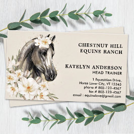 Tarjeta De Visita Elegante floral ecuestre personalizada caballo ecu