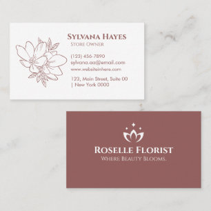 Tarjeta De Visita Elegante Floral Florismo suave rosa blanco negrita
