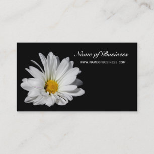 Tarjeta De Visita Elegante floral hermosa margarita blanca sobre neg