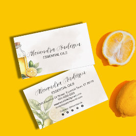 Tarjeta De Visita Elegante Floral Lemon Essential Oils Watercolor