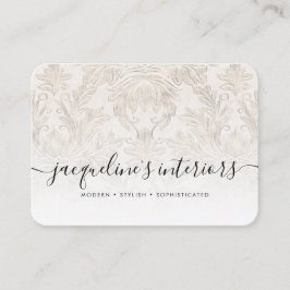 Tarjeta De Visita Elegante Floral Off White Ivory Vintage Wood Damas