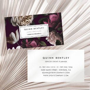 Tarjeta De Visita Elegante floral oscura en ciruela