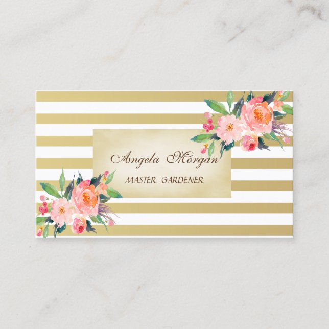 Tarjeta De Visita Elegante Floral Profesional (Anverso)