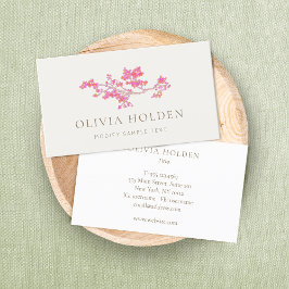 Tarjeta De Visita Elegante Floral Rosa Cerezo Blossom