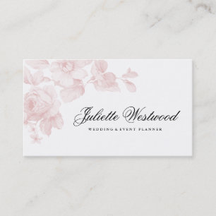 Tarjeta De Visita Elegante Floral Rosa Claro