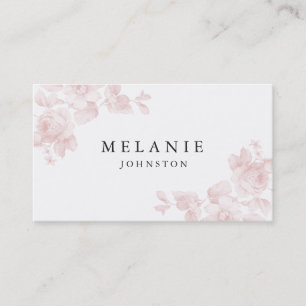 Tarjeta De Visita Elegante Floral Rosa Claro